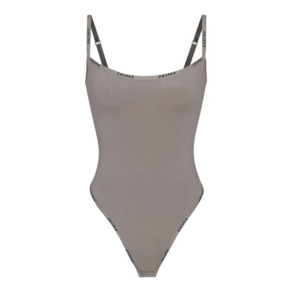 SKIMS Tops - SKIMS Women's Gray Cotton Logo Bodysuit